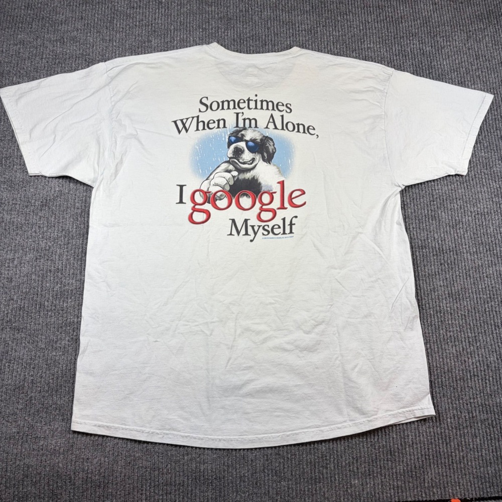 Big Dogs Shirt Men's 2XL Sometimes When Im Alone I Google Myself White Funny
